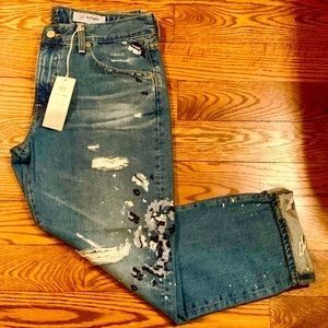 NEW! AG Ex-Boyfriend Distressed Slim Crop Jeans